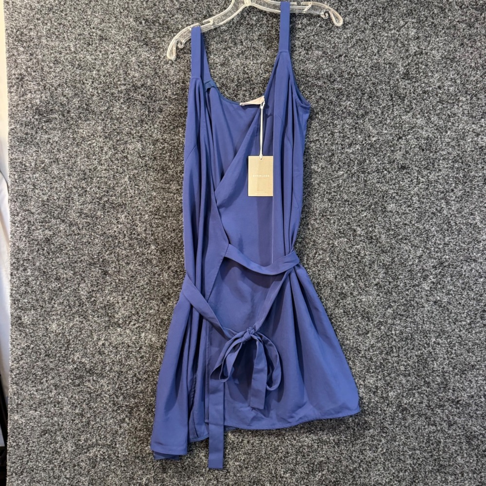 NWT Everlane Women's Blue Tie Waist Midi Dress Size 0 - Picture 2 of 5